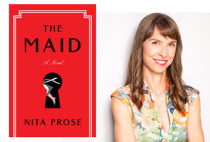 The Maid bookcover with portrait of author Nita Prose