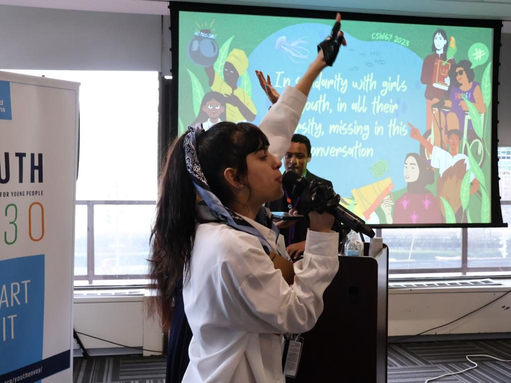 Youth Advocate Lilian speaking at the UN