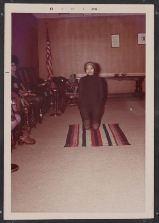 Rosa Parks practicing yoga as a form of self-care