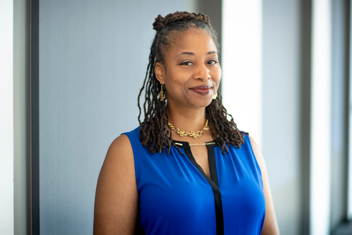 Portrait of Stephanie Y. Evans, author of a new book on Black women, yoga, and self-care