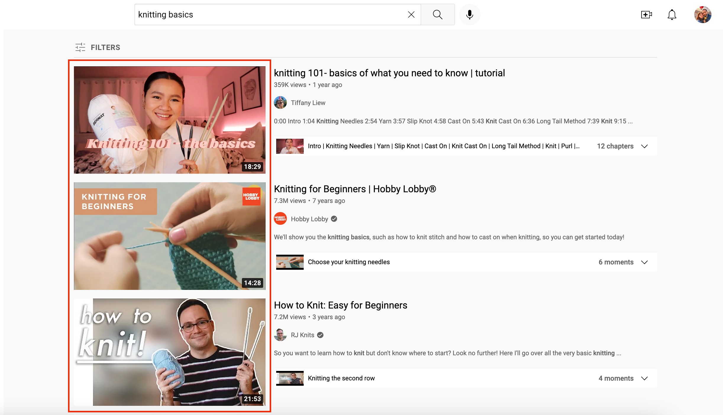 Screenshot of a YouTube search result for 