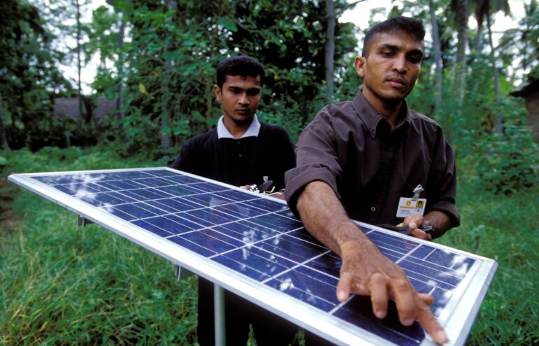 Solar panels being installed in Sri Lanka