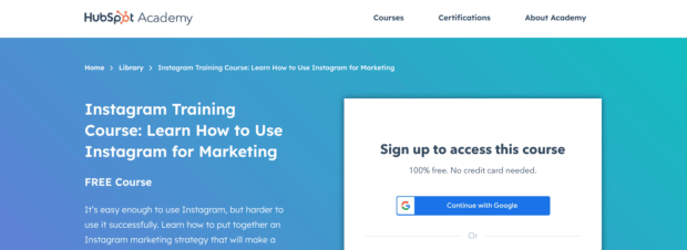 Hubspot Instagram marketing course