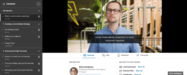 LinkedIn Learning social media marketing video