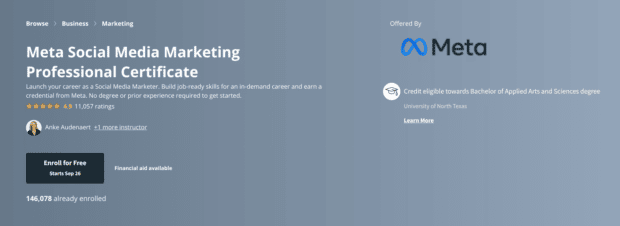 Meta social marketing professional certificate
