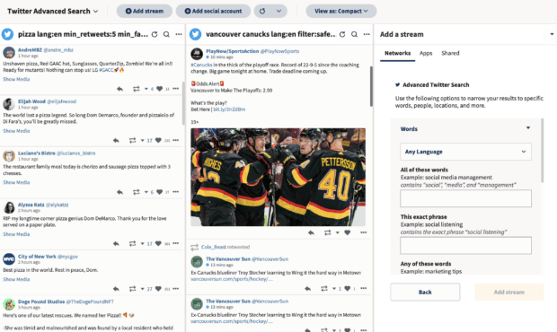 Twitter Advanced Search Stream in Hootsuite