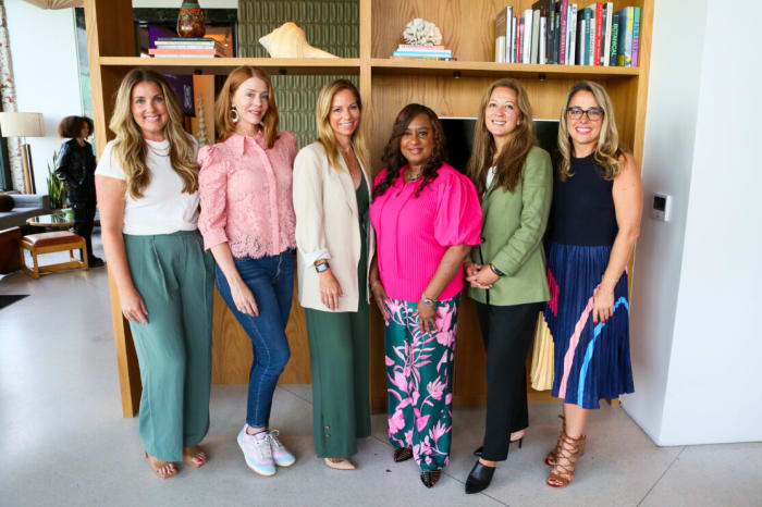 Lizzie Francis, partner and head of operations at M13; Krystal Hauserman, CMO of 11:11 Media; Kiesha Nix, VP of charitable affairs and executive director of the Lakers Youth Foundation; Shannon Pruitt, global chief content and partnership innovation officer at Stagwell; and Rebecca Otto, Vice President, Talent Marketing and Media at Wasserman.