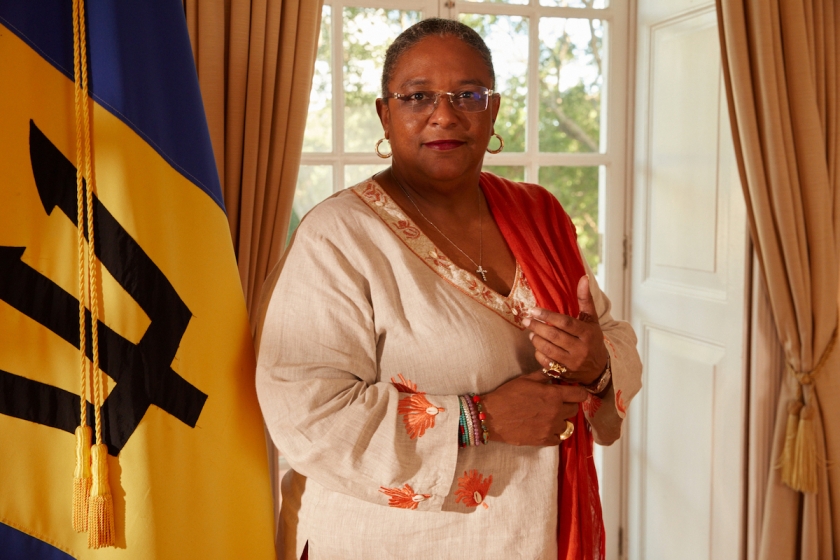 Prime Minister Mia Mottley standing in an office